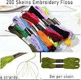 benlidoner Embroidery Threads Kit 200 Skeins Cross Stitch Floss for Beginners view 2