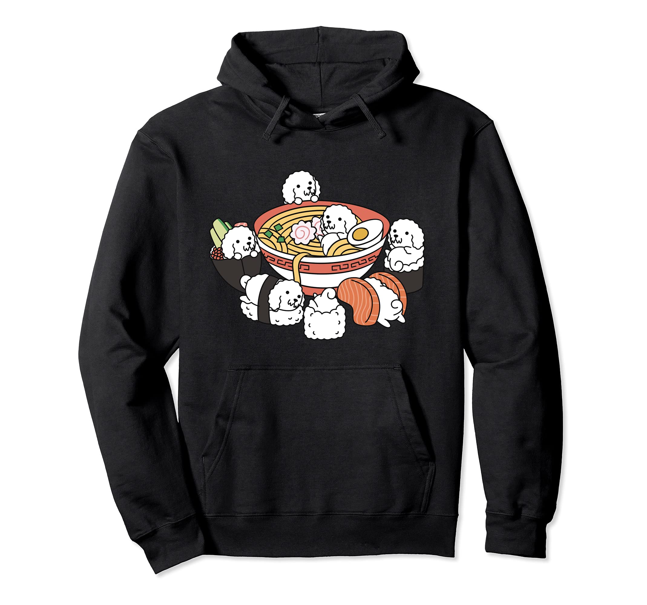 Ramen Sushi Bichon Frise Dog Pullover Hoodie