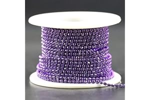 JEGOYER 10 Yards SS6.5/2.0mm Crystal Rhinestone Trim Close Chain, Diamond Claw Cup Chain Roll for Sewing Crafts Ideal Wedding Party DIY Decoration (Purple)