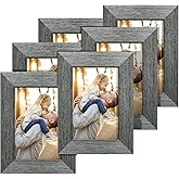 TWING 5 X 7 Picture Frames Set of 6, Rustic Grey Farmhouse Photo College Frame for Wall Decor or Table Top Display
