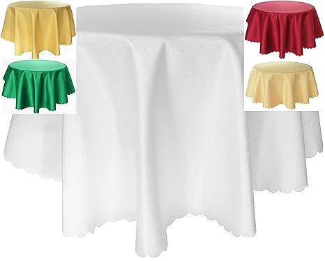 Damast Tafeldecke Größen und Farben wählbar.Rund Oval Eckig Übergrößen erhältlich.Kräftiges Material.Pflegeleicht,100 % Polye