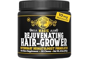 DOCITCHY Doc Itchy Rejuvenating Hair-Grower Dog Pet Chews | Medical-Strength 10mg Melatonin | Hair Growth Booster | Senior Dog Energizer | Calming | Clinical High-Dose | Food Allergy Safe | Vegan | 90 Count