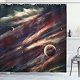 Ambesonne Outer Space Shower Curtain, Planets Over