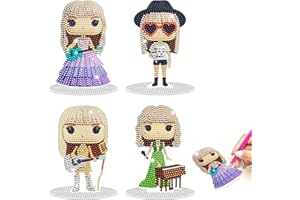 SLADPOEM 4 Pcs Tabletop Diamond Art Kits, Acrylic Stand-Up Diamond Painting Set, Creative DIY Craft Kit with Tools, Perfect Gifts for Women, Girls, Fans Merch, Birthday and Home Decor