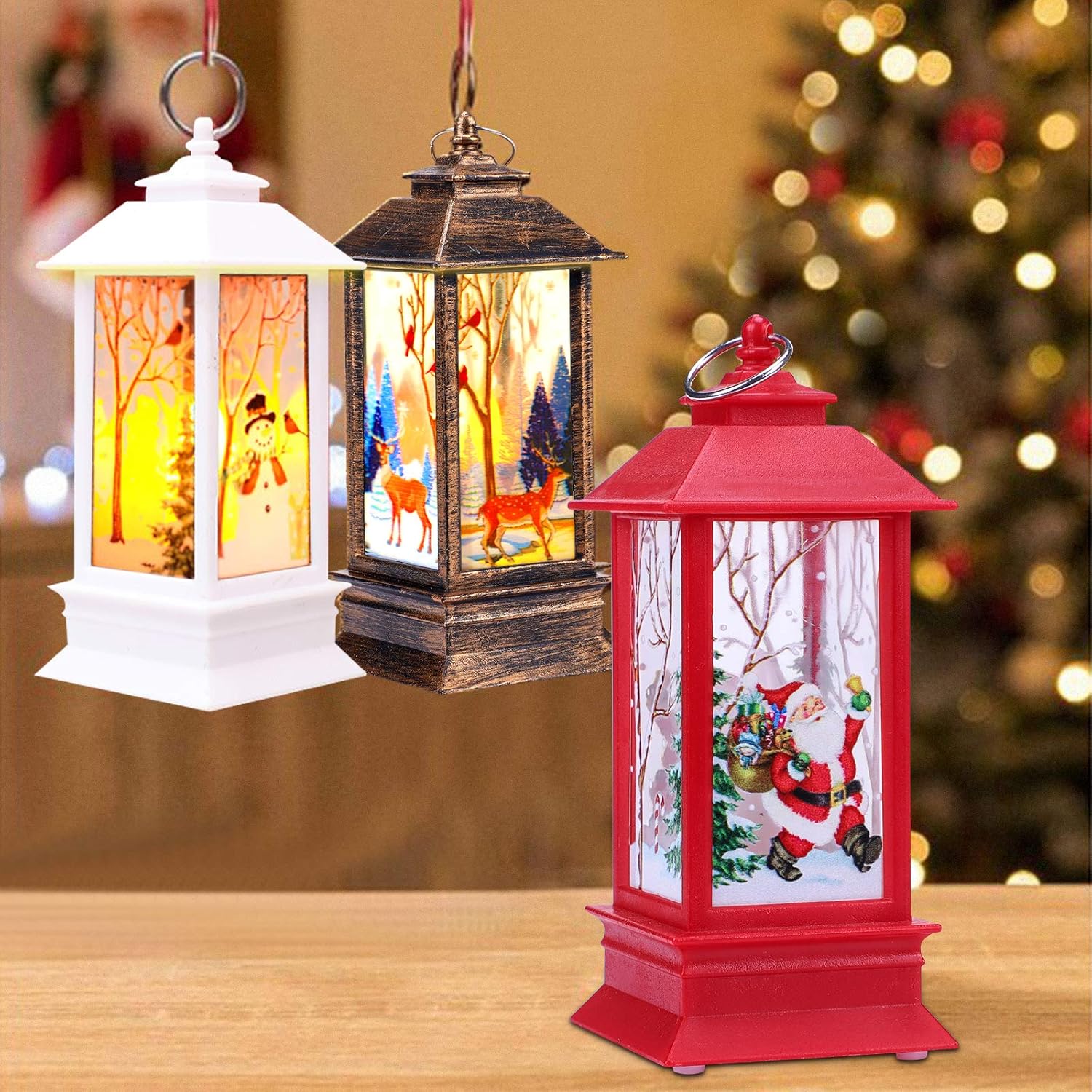 Home Party Flashing Led Hanging Lantern Battery Powered Led Candle Light For Christmas Decoration Sibosun 3 Pcs Christmas Tabletop Lanterns Vintage Outdoor Candle Lantern Decorative With Led Light Home Kitchen Seasonal