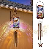 Butterfly Solar Wind Chimes for Outside, Garden Gifts for Mom, Solar Lanterns Outdoor Decor Lights for Balcony, Patio, Yard,Birthday Gifts for Women Grandma Dad (1Pack)