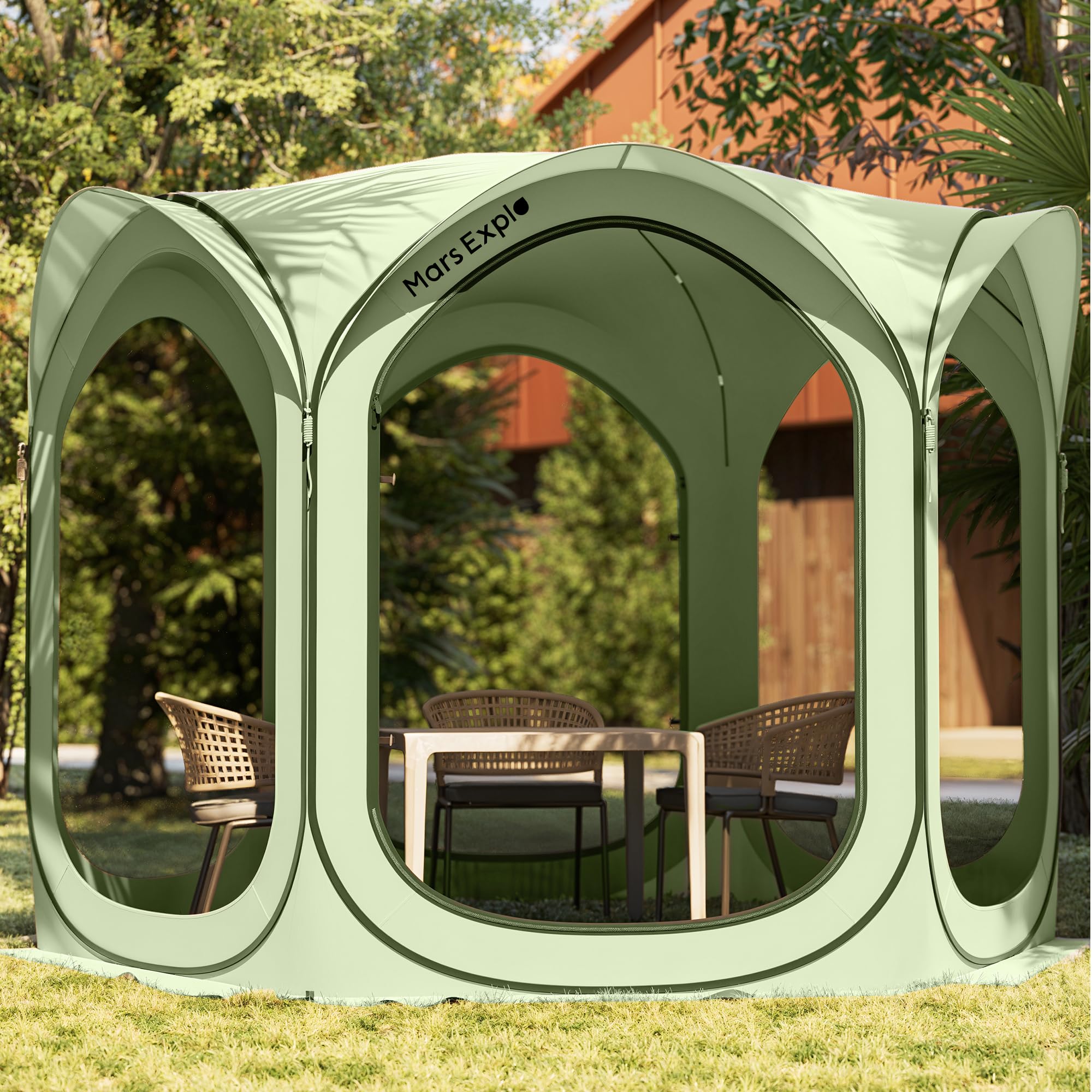 Photo 1 of 10x10 FT Pop-Up Screen Tent Canopy, Portable Mesh Screen House with Zipper Doors for Patio, Backyard, Deck, Camping, Parties, Outdoor Activities,Green