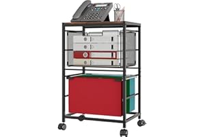 superbpag Rolling File Cabinet, Under Desk Storage Cart with Drawers, Filing Cabinet on Wheels with Hanging File Folder Organizer for Home Office School, Black