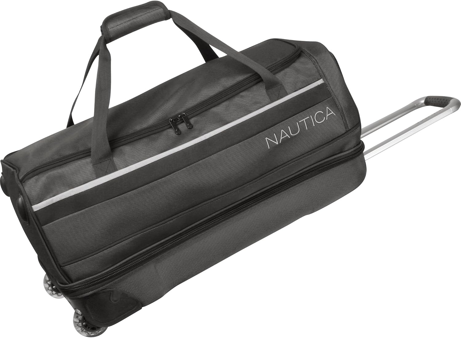 Nautica Luggage Harbour Wheeled Duffel Bag, Black/Silver