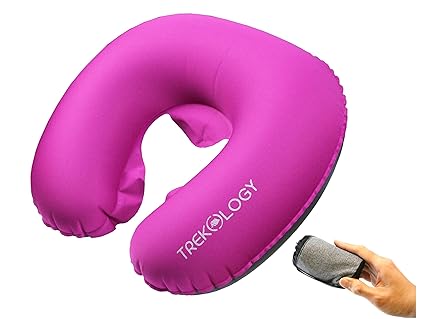 Compact Portable Head And Neck Support Pillows In Flight Small U Shape Headrest Cushion For Best Rest Sleep While Traveling Neck Travel Pillows Trekology Inflatable Airplane Pillow Travel Pillows Home
