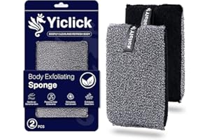 Yiclick Exfoliating Body Scrubber Exfoliator 2 Pack - Exfoliating Sponge, Shower Bath Sponge Loofah with Handle, Body Scrub Lufas Washcloth Net Brush, Dead Skin Remover for Body(Rectangle)