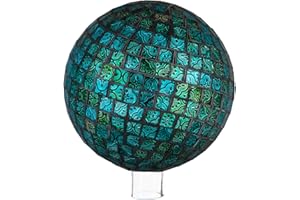 Evergreen Garden Beautiful Summer Turquoise Mosaic Glass Gazing Ball - 10 x 10 x 12 Inches Fade and Weather Resistant Outdoor Decoration for Homes, Yards and Gardens
