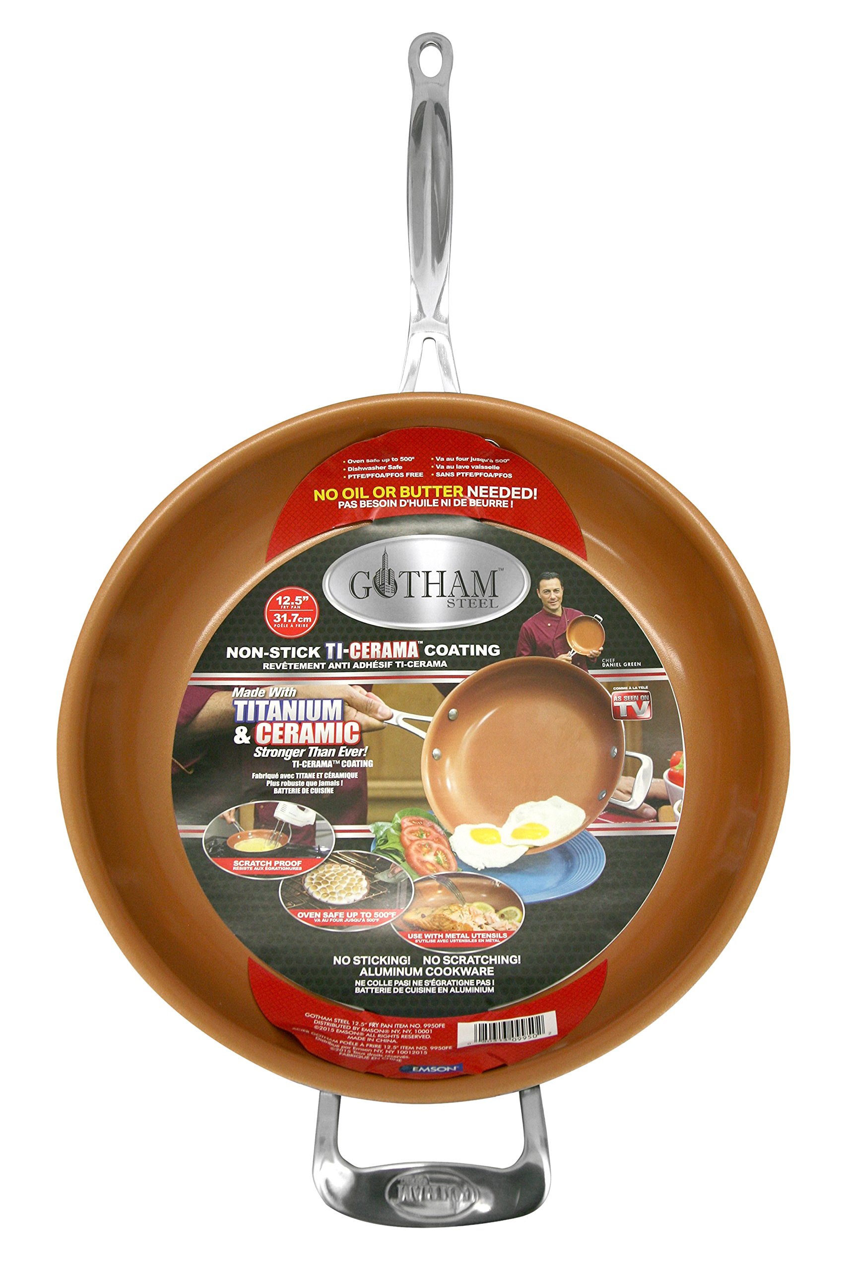 Gotham Steel 9950 NonStick Titanium Frying Pan, 12.5", Brown Pricepulse