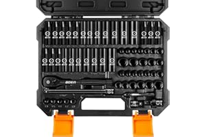 BOEN 1/4" Drive Impact Socket Set, 60-Piece Standard SAE (5/32"-9/16") & Metric (4-15mm), Deep & Shallow Kit, Includes Ratche