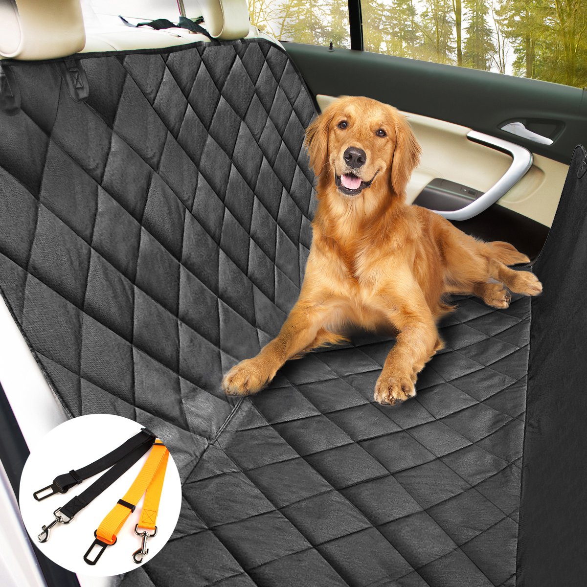 Auto Hundedecke, Morpilot Hunde Autoschondecke mit Wasserfestes, Hochwertiges Material Auto Hundedecke Kofferraumschutz Anti-Rutsch-Universales Design für alle Autos, Lastkraftwagen & SUV schwarz(147cm x 137cm)