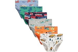SLADATONA Little Boys Briefs Dinosaur Shark Truck Space Toddler Kids Baby Underwear 6/3-Pack