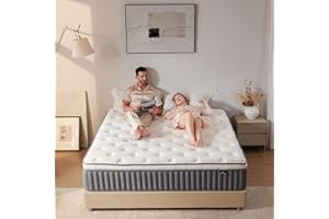SNFPNE 10 Inch Queen Size Hybrid Mattress with Gel Memory Foam and Individual Pocketed Coils for Motion Isolation & Edge Support, Medium Firmness for Pressure Relief, CertiPUR-US Certified,in a Box