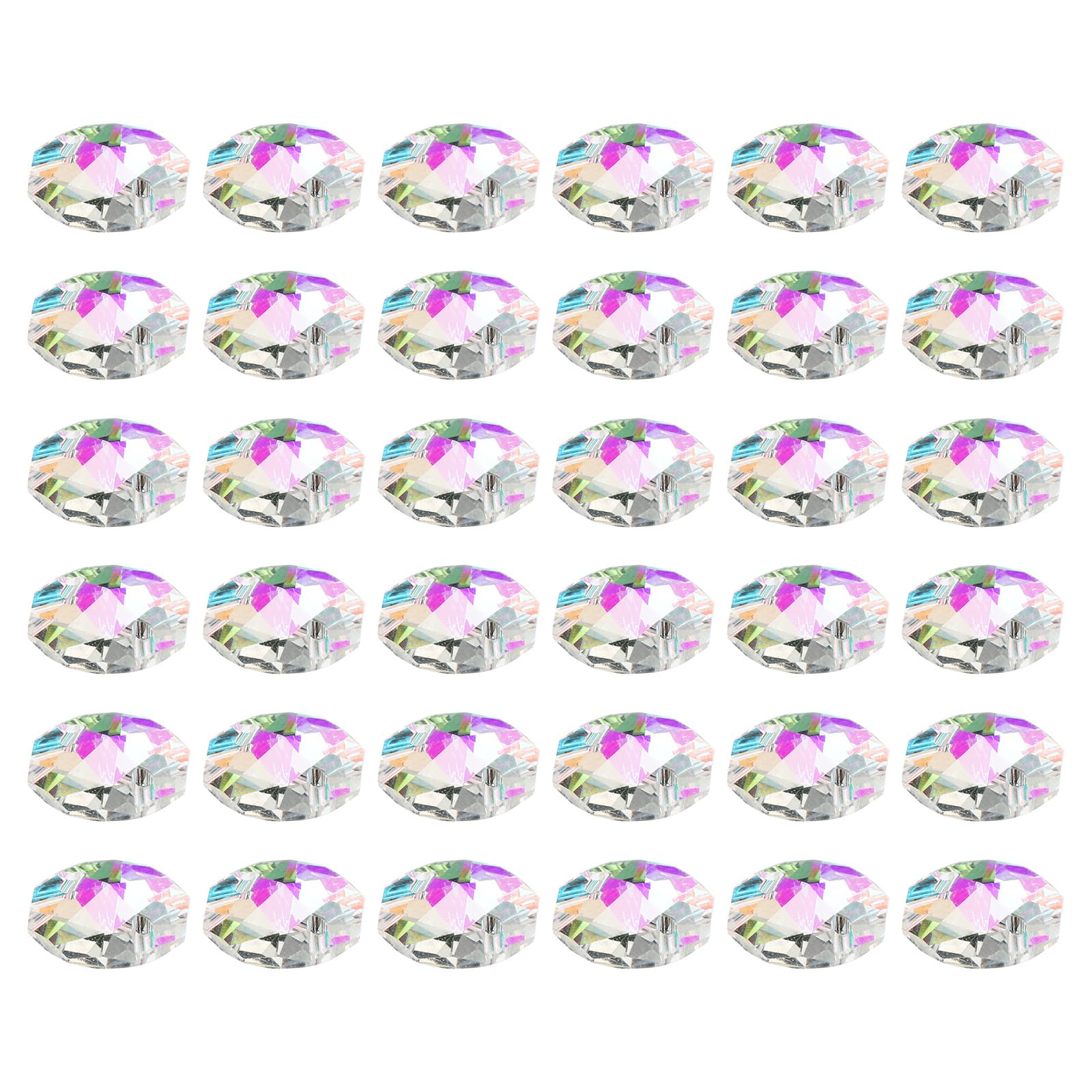 PATIKIL Crystal Octagon Beads, 40 Pack 14mm Chandelier Prisms Parts Hanging Beads DIY Lamp for Arts Crafts Decoration, Rainbow Color