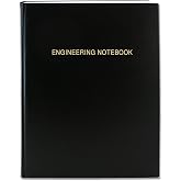 BookFactory Engineering Notebook (0.25" Lab Grid), Hardbound, 96 Pages | 4 x 4 Quad Ruled Graph Paper, Black Cover, 8'' x 10'' - Made in USA
