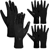 Janmercy 3 Pairs Black Winter Gloves Touch Screen Waterproof Liners Windproof Thermal Ski Gloves Cold Weather Warmers for Men Women Gifts Hiking Biking Running Cycling Driving Sporting
