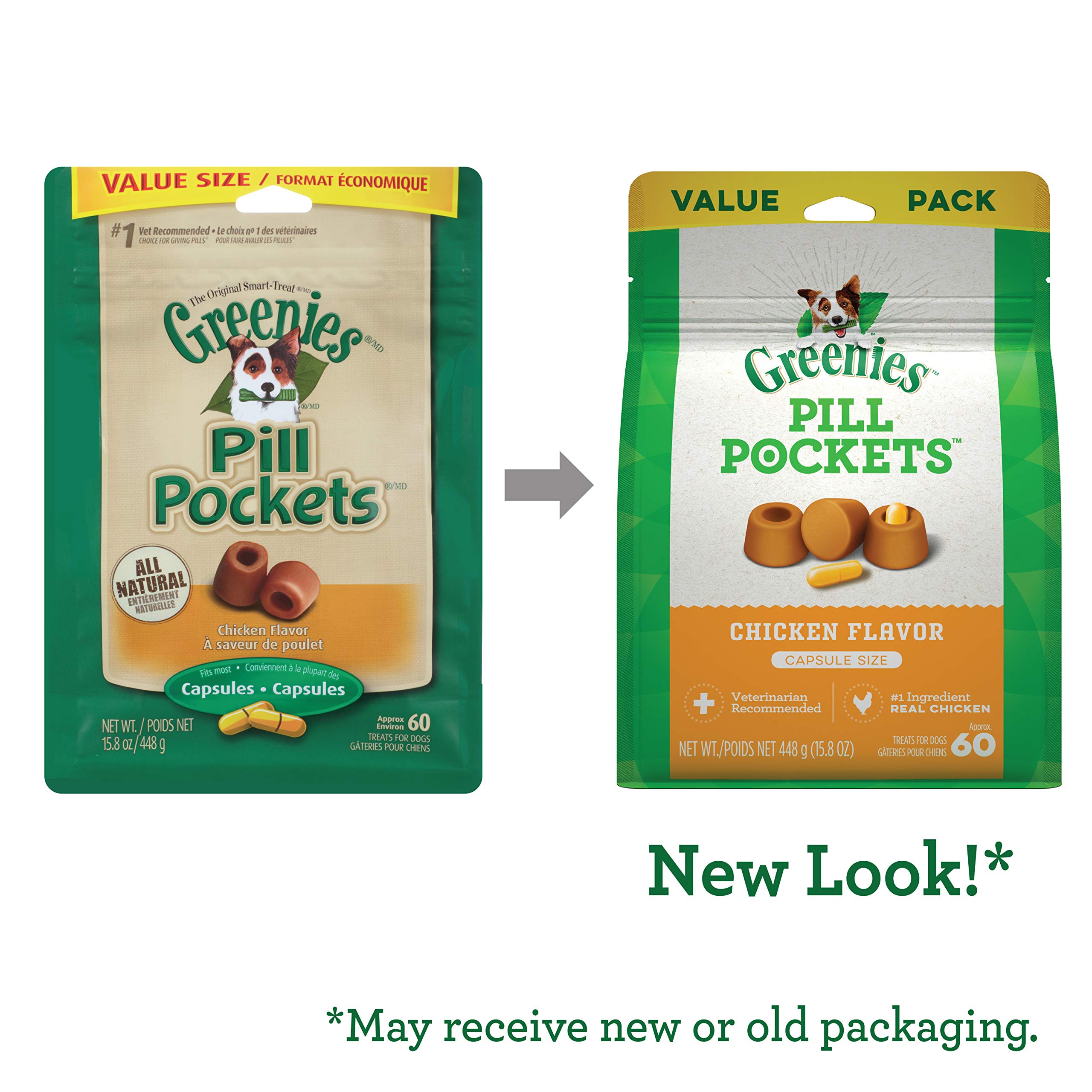 GREENIES Pill Pockets Natural Dog Treats, Capsule Size, Chicken Flavor