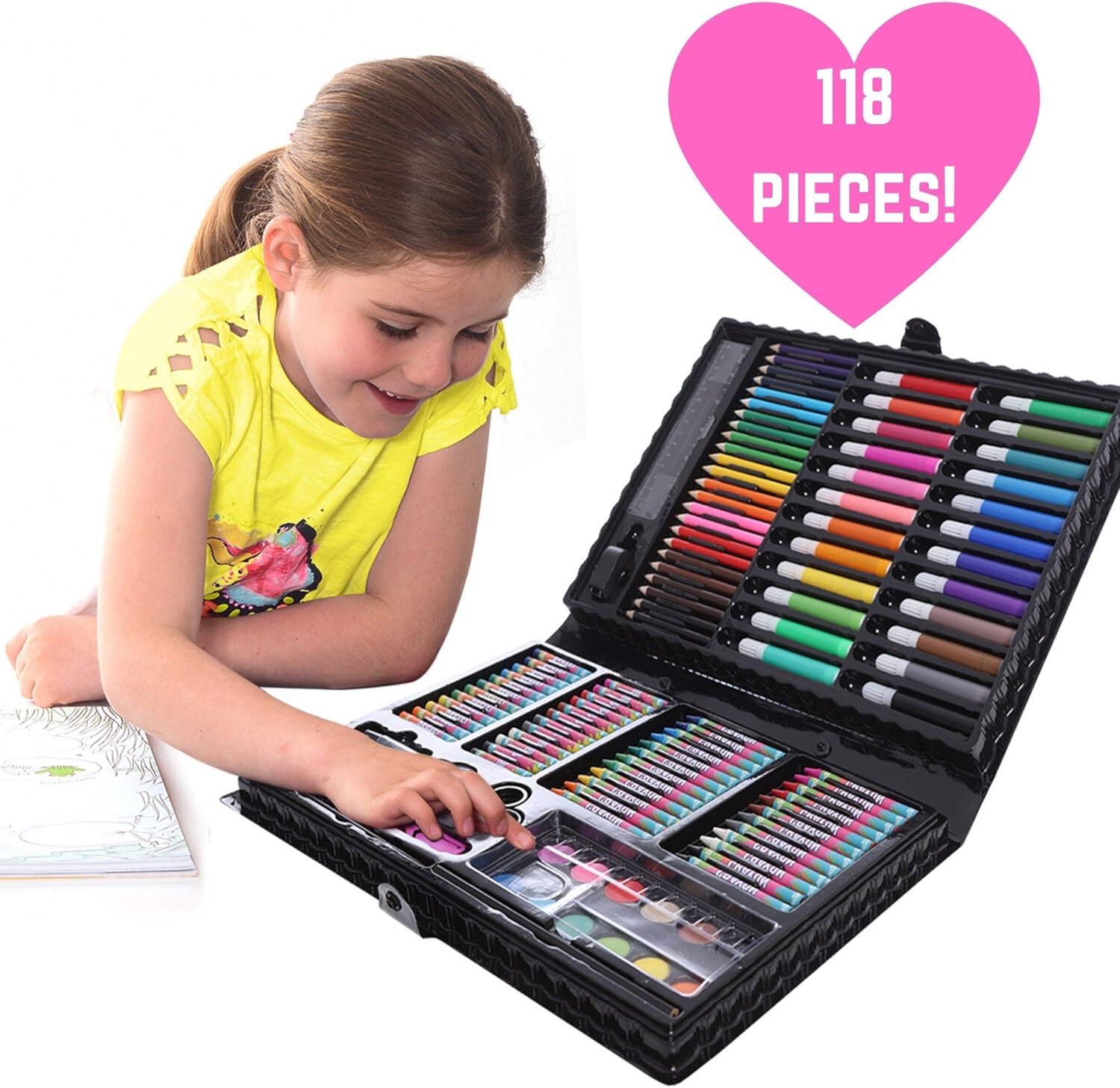 GirlZone Art Set for Girls, 118 Pieces Arts and Crafts Kit for Kids, Great Gift for Girls: Toys & Games