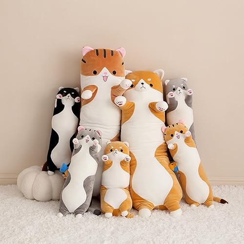 PEACHCAT Long Cat Plush Pillow Cute Kitty Body Pillow with Kawaii