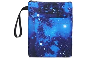 DSIUE Book Sleeve Book Covers Book Protector with Zipper Washable Fabric for Teen Adult Book Lover Teacher Student,11.4 X 9 Inch (Galaxy Blue)