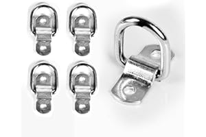 Cavo 5 PCS 1/4" Stainless Steel D-Ring Tie Down Anchors, 2400 lbs Heavy Duty Lashing Rings Kit for Trailer Pickup Van ATV SUV RV Boat Motorcycle, Cargo Surface Mount Hooks, Trucks Bed Anchors