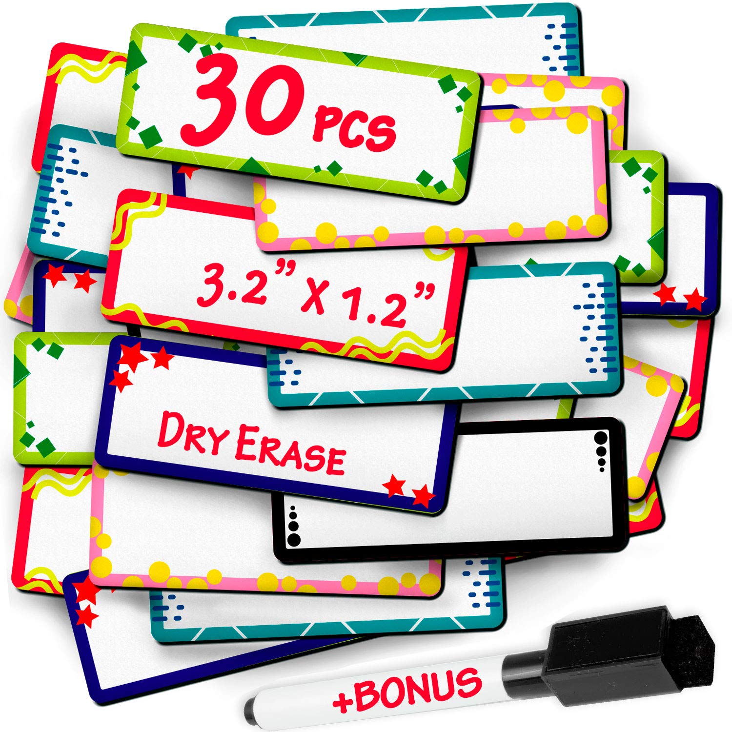 Dry Erase Labels and Stickers Blank Write on Peel