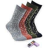lykicool Thin Merino Wool Crew Socks for Women-Warm Soft Cute Boot Socks, Casual Gift, 4 Pairs(Size 5-10)