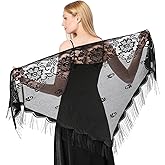 simarro Women Lace Wraps Shawls Soft Mesh Fringe WrapsTriangle Scarf Shawl for Wedding Evening Party Dresses