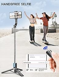 45" Selfie Stick Tripod with 2 Lights, Extendable 5