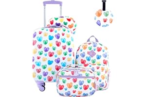 Travelers Club 5 Piece Kids' Luggage Set, Thumbprint Heart