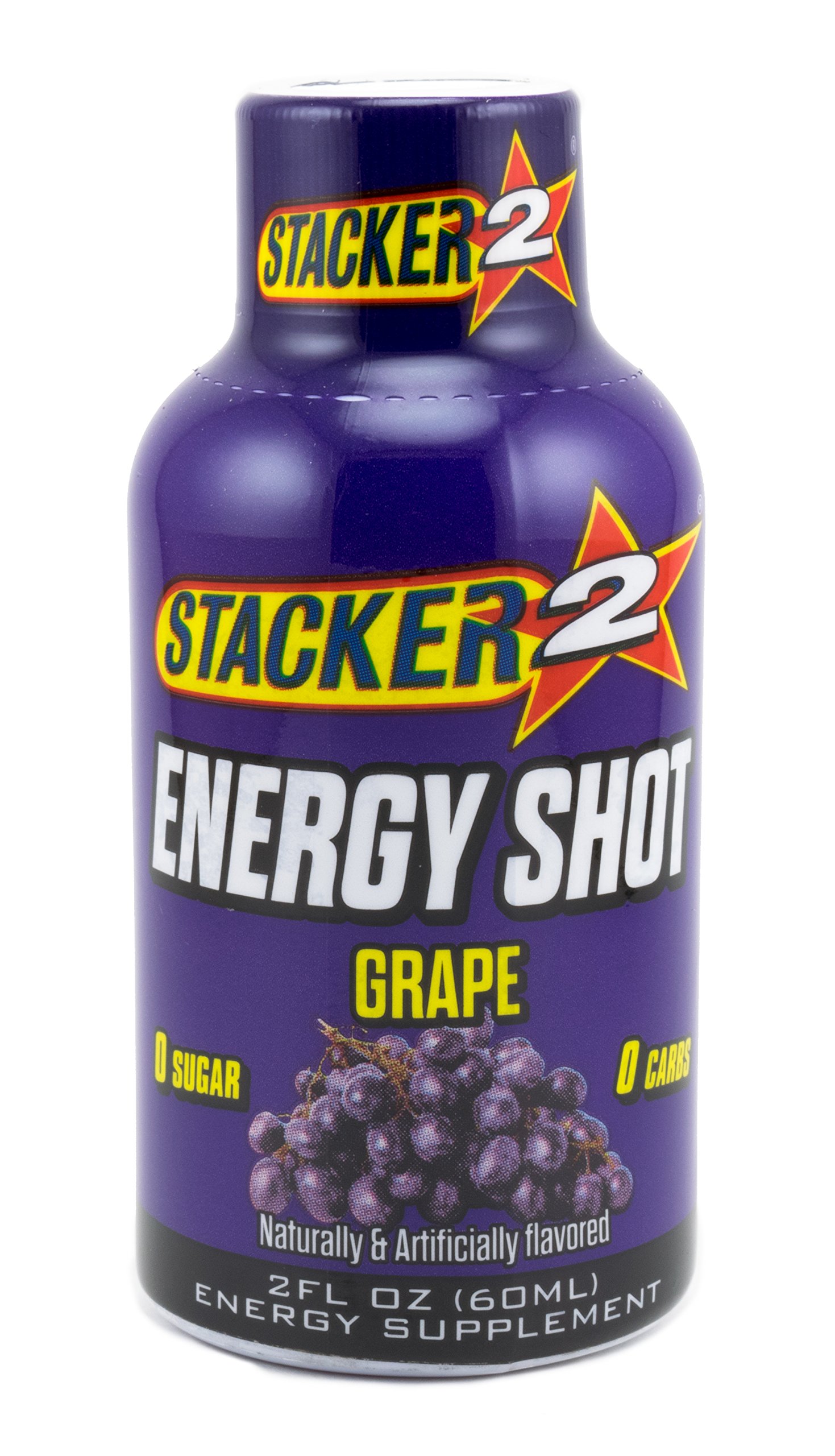Stacker 2 Energy Shots Grape Flavor 2oz. Shots (24 Bottles)