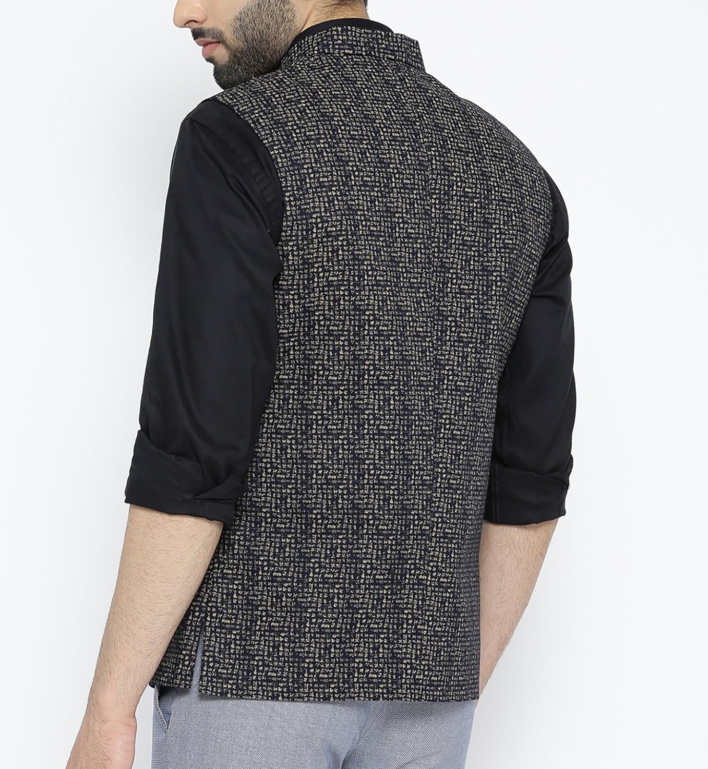 shaftesbury london men's cotton nehru jacket