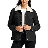 MoFiz Women's Corduroy Jacket Sherpa Fleece Lined Warm Winter Coat Button Down Casual Jacket with Pockets