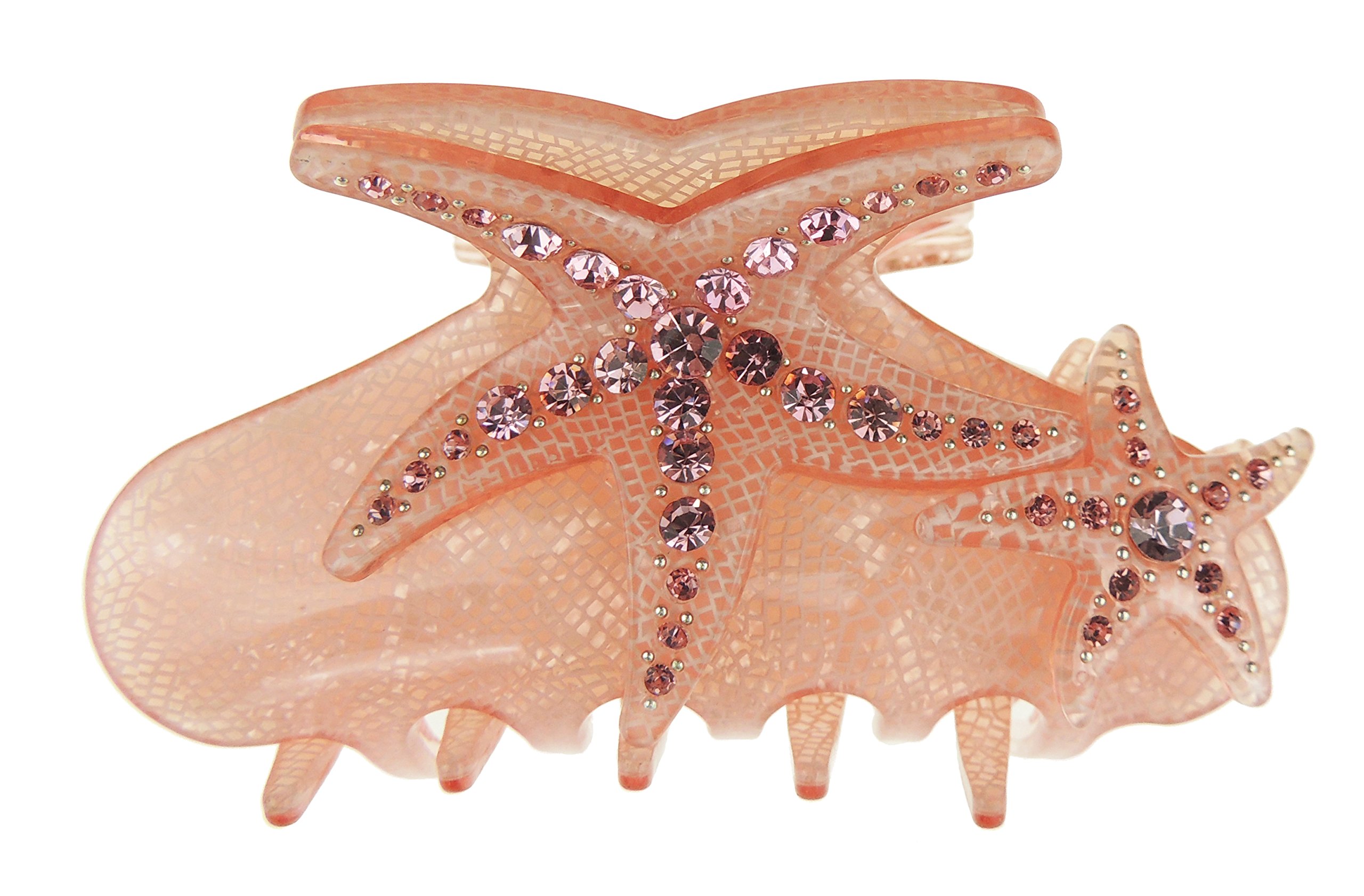 Sparkly Women Girls Crystal Diamante Rhinestone Gems Bridal Wedding Formal Occasion Headpiece Party Styling Hair Accessories Butterfly Claw Jaw Clip Octopus Clamp 9cm Starfish Pink