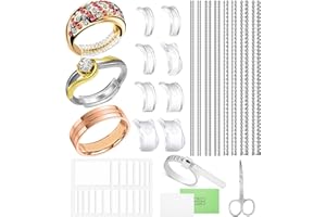 MCKANTI 38 Pcs Ring Sizer Adjuster for Loose Rings with Ring Size Measuring Tool, Plug-in Invisible Ring Guards Silicone Tightener EVA Foam Ring Size Adjuster Set with Polishing Cloth