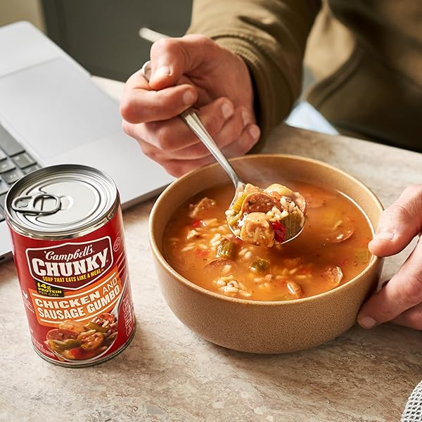 CAMPBELL’S CHUNKY SOUP, CHICKEN AND SAUSAGE GUMBO, 18.8 OZ CAN (CASE OF 12)