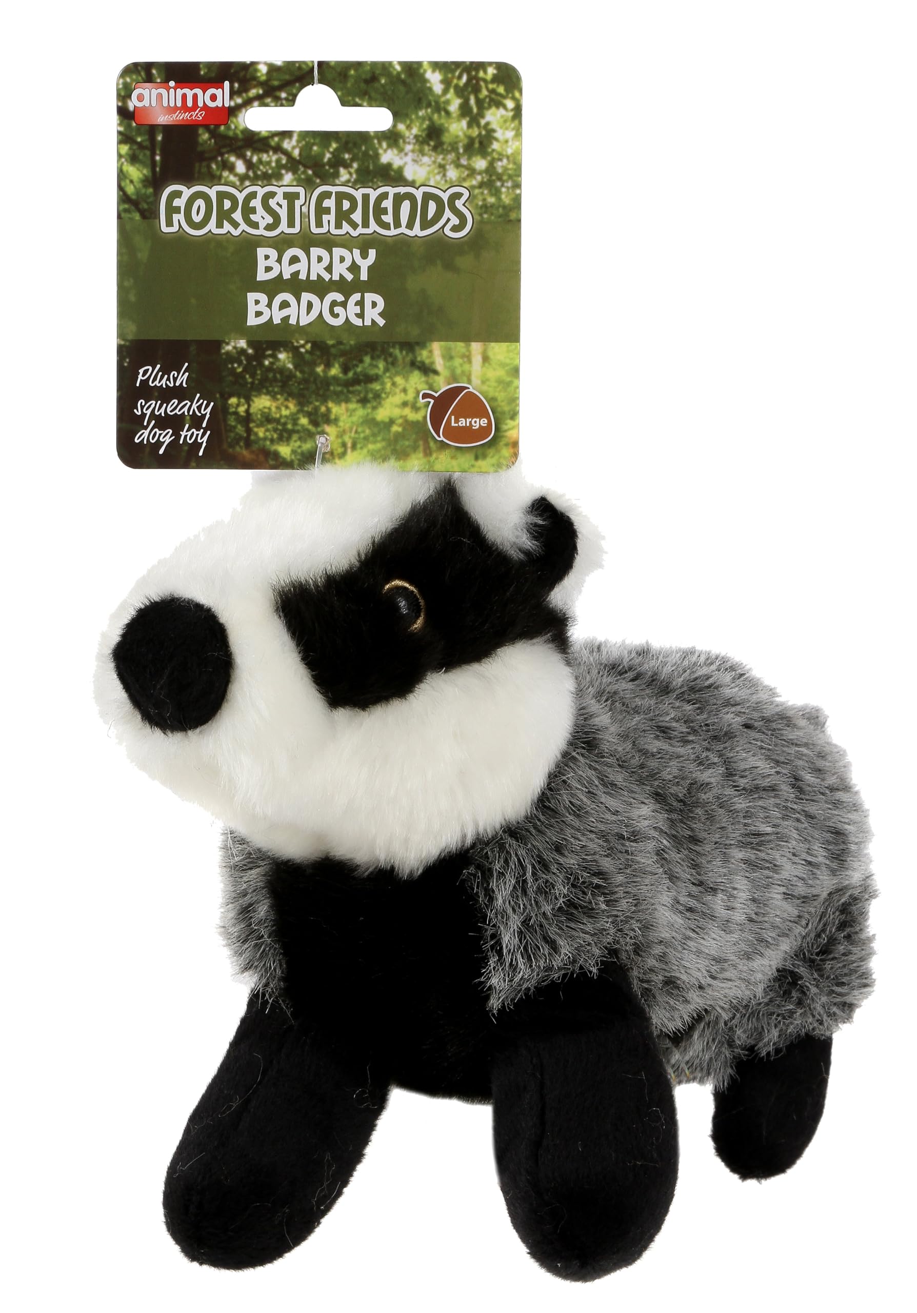 Animal Instincts Forest Friends Squeaky Dog Toy Soft Plush Toy For Dogs Comfort Puppy Toy Barry Badger - Large