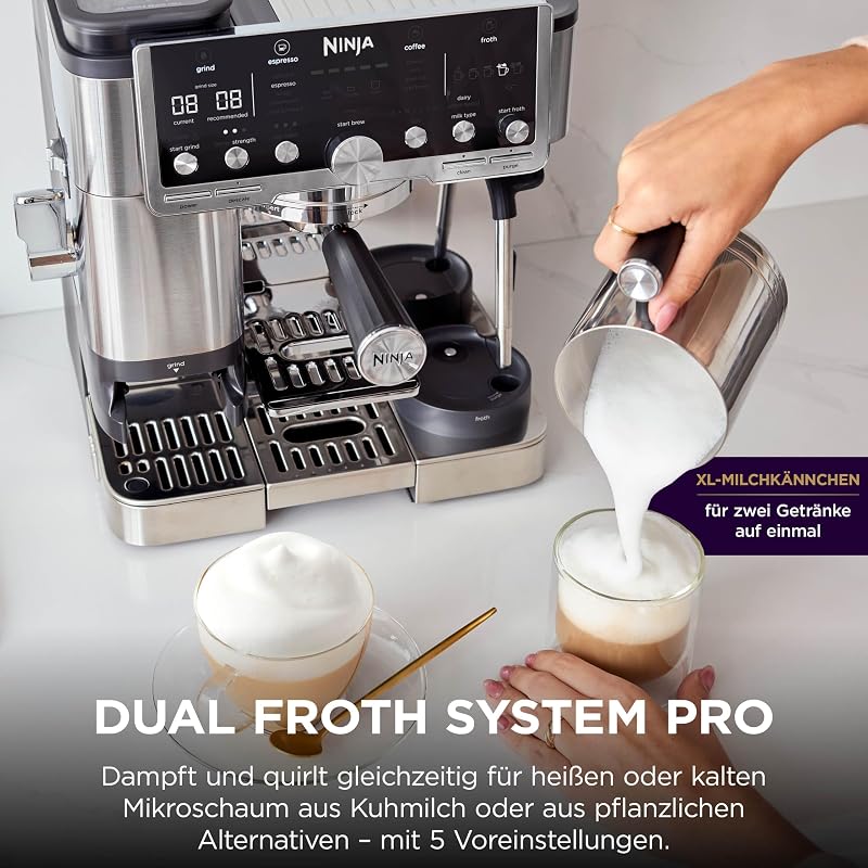 Luxe Café Pro 3-in-1- Kaffeemaschine mit integriertem Tamper, Silber