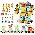 Dazmers Kids Transformer Dinosaur Robots - Set of 77 Dinobots Autobots Dino Transformers Multicolor Toy - Perfect for Indoor or Outdoor Play - Easy to Assemble and Disassemble with Built-in Magnets