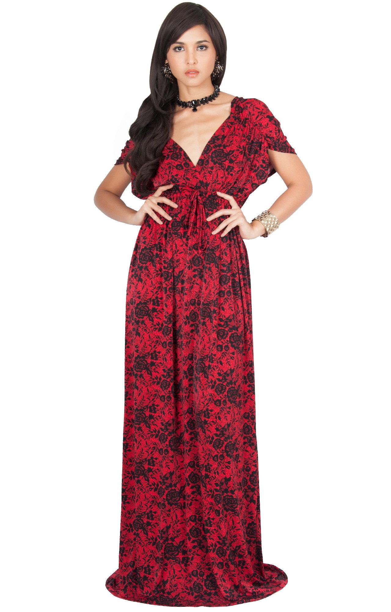 Short Sleeve Printed Maxi Dress