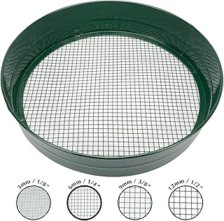 Sterico Gartensieb in verschiedenen Maschengrößen | Rundsieb 33cm Ø | Erdsieb für Saatgut, Erde, Kompost, Steine, Unkraut, Schotter | Stapelbar | Sehr robust | Rostgeschützt (6mm)