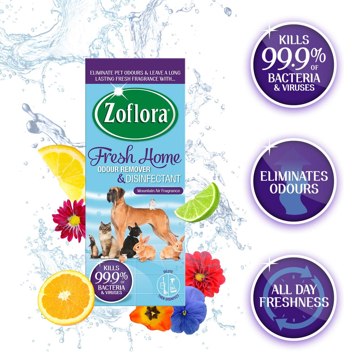 Zoflora Fresh Home Mountain Air Concentrated Disinfectant Liquid, Pack of 6 x 500ml, Pet-Safe Multi-Surface Cleaner - Image 3