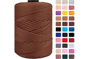 CAMAL Polypropylene Cord 3mm 185 Yards Colorful Polyester Yarn Handmade Knitting Thread Macrame Cord 3mm for Crochet Bags, DIY Crafts, Plant Hangers, Making Macrame Project(Dark Brown)