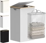 efluky 100L Large Laundry Basket with Lid Bamboo Handles Beige