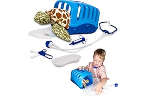 My Little Vet Basket - Sea Turtle from Deluxebase. Kids Veterinary Doctor Kit with Soft Plush Sea Turtle, Medical Tools & Portable Carrier, Pretend Play and Educational Toy for Ages 3+