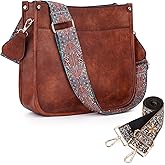 HKCLUF Crossbody Bags for Women Trendy Vegan Leather Hobo Handbags With 2PCS Adjustable Guitar Strap Shoulder Bucket Bags